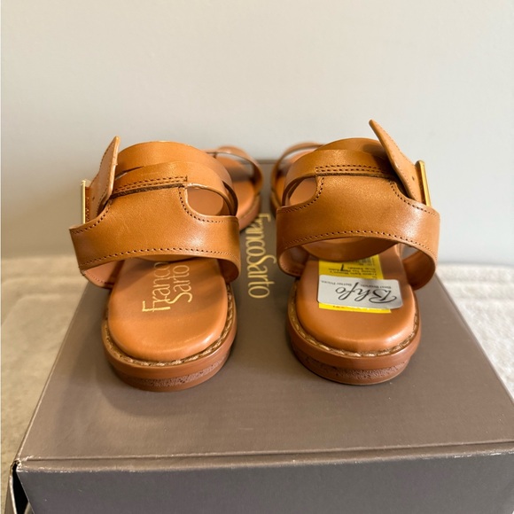Franco Sarto L-Greene Size 7 Tan Leather‎ Toe Loop Ankle Strap Sandal NEW - Picture 4 of 5